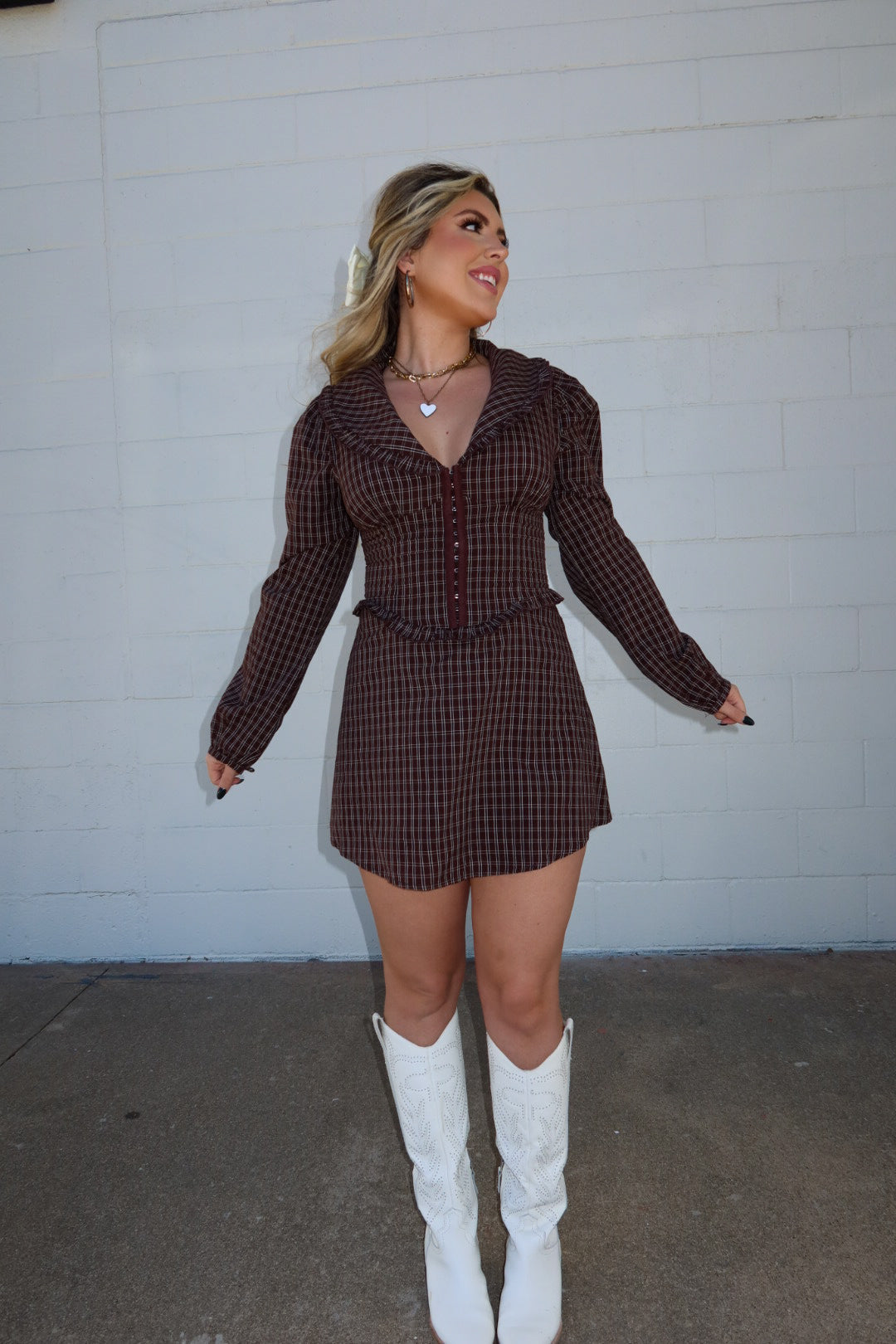 Ruffle Collar Plaid Mini | Faye Collective